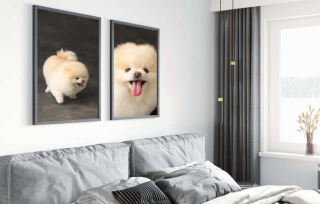 Mock-up frame in home interior background, 3d render